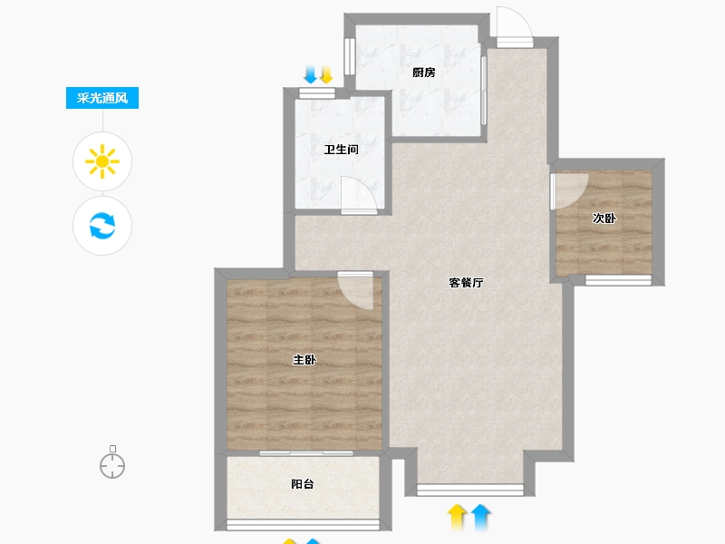 浙江省-杭州市-自在城东苑-60.80-户型库-采光通风