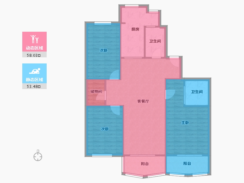 江苏省-南京市-长江花园-107.00-户型库-动静分区