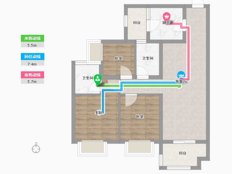 广东省-梅州市-保利公园壹号-80.00-户型库-动静线