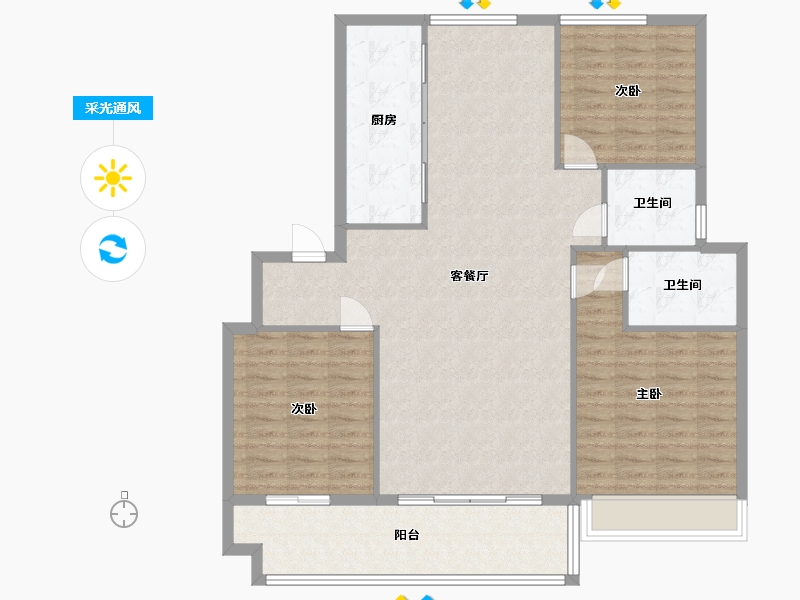 安徽省-滁州市-时代樾府-96.80-户型库-采光通风