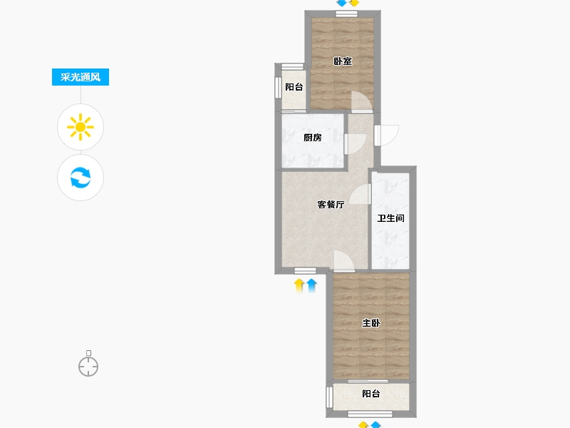 北京-北京市-南湖中园小区-二区-58.88-户型库-采光通风