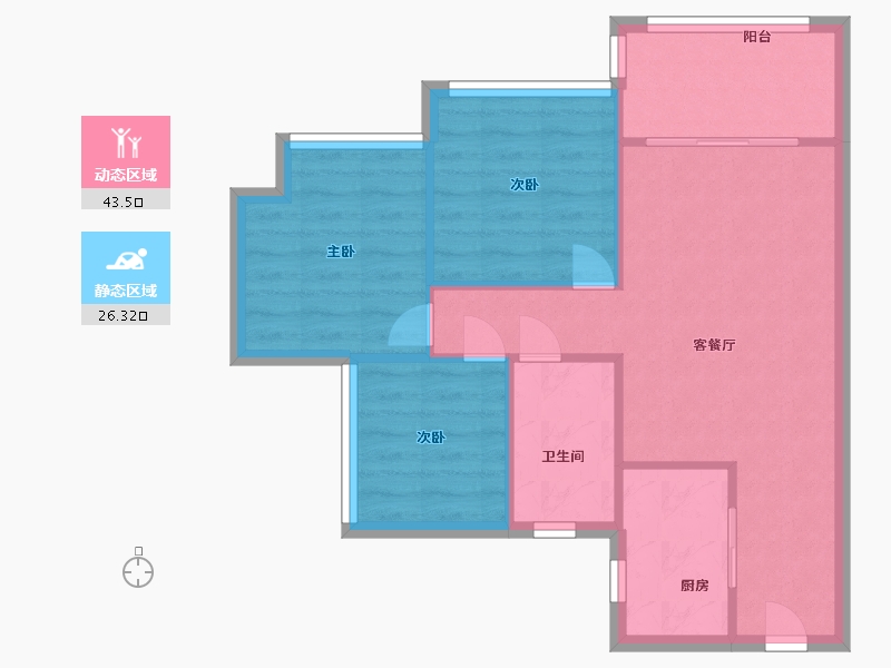 广东省-广州市-时代天境-62.93-户型库-动静分区