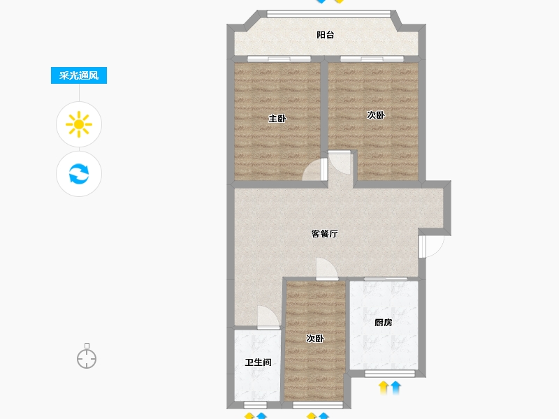 江苏省-南通市-天都花苑-北区-82.40-户型库-采光通风