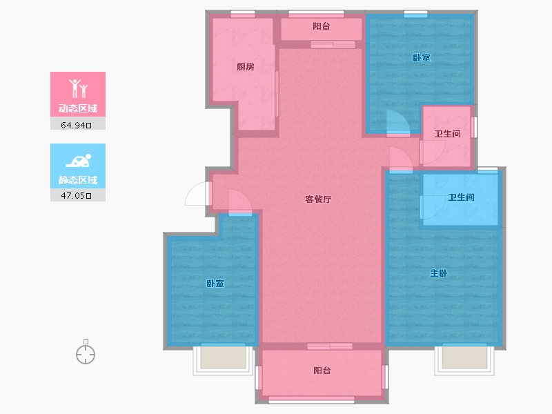 河南省-安阳市-林州泰和府-109.34-户型库-动静分区