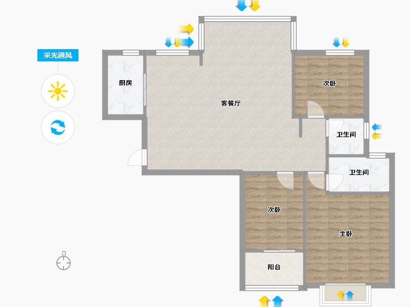 福建省-漳州市-明发住宅小区-96.00-户型库-采光通风