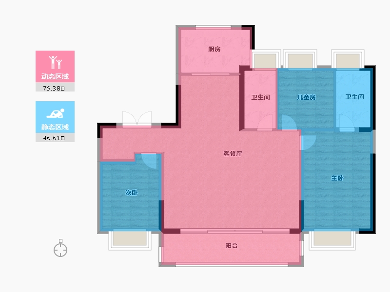 江苏省-南京市-秦淮金茂府-114.86-户型库-动静分区