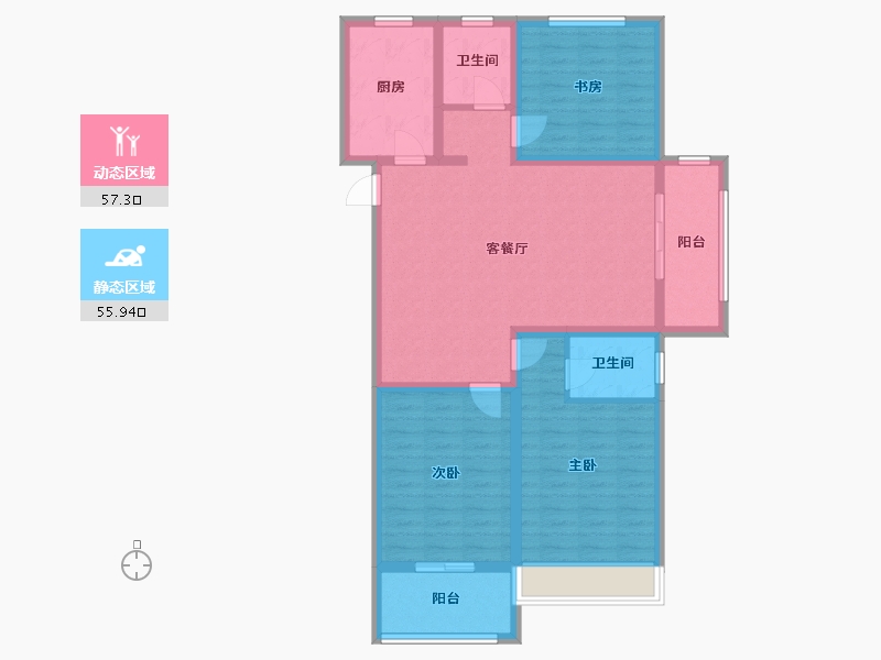 河南省-安阳市-金秋九里庭院-102.41-户型库-动静分区