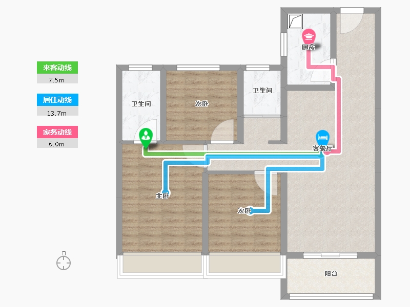 江苏省-宿迁市-碧桂园黄金时代-88.00-户型库-动静线