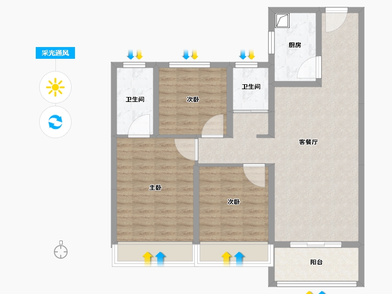 江苏省-宿迁市-碧桂园黄金时代-88.00-户型库-采光通风