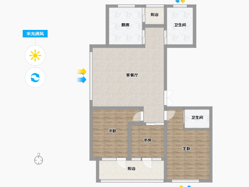 山东省-淄博市-淄博黄金城-105.60-户型库-采光通风