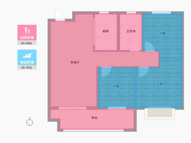 陕西省-西安市-周至龙记观园-88.00-户型库-动静分区