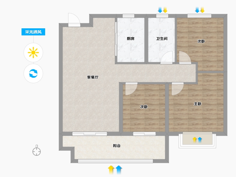 陕西省-西安市-周至龙记观园-88.00-户型库-采光通风