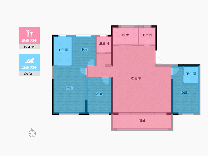 陕西省-西安市-中铁建西派樘樾-152.02-户型库-动静分区