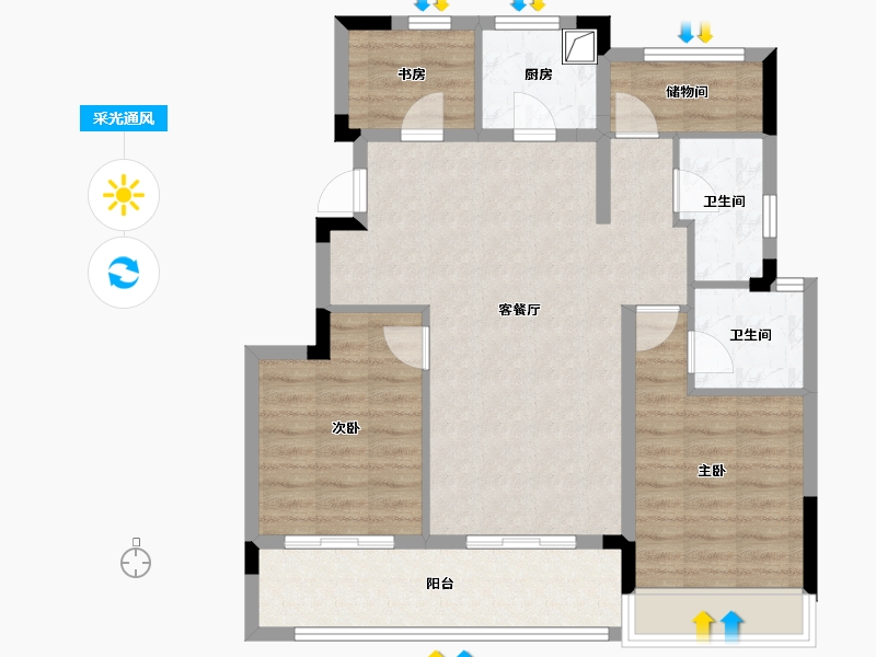 浙江省-湖州市-南林花苑-87.20-户型库-采光通风