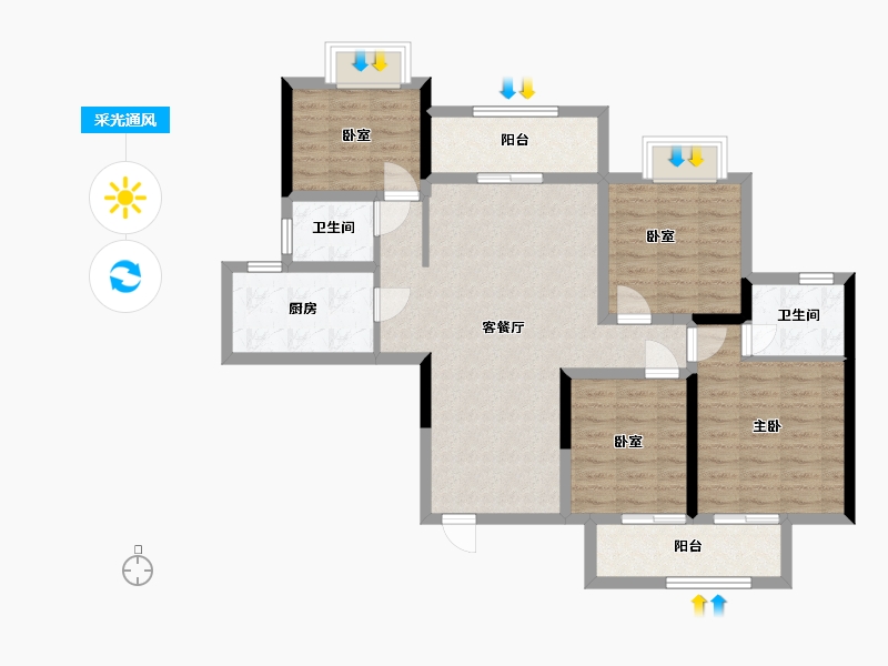 贵州省-遵义市-中钰海篁竹郡-110.00-户型库-采光通风