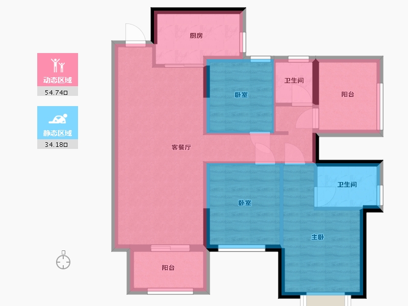 广西壮族自治区-南宁市-保利领秀广场-90.80-户型库-动静分区