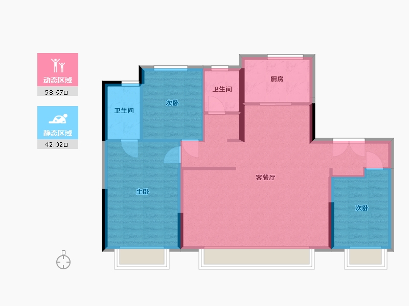 新疆维吾尔自治区-乌鲁木齐市-招商新城雍璟府-96.88-户型库-动静分区