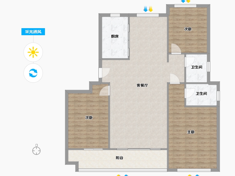 山东省-东营市-新河家园-115.00-户型库-采光通风