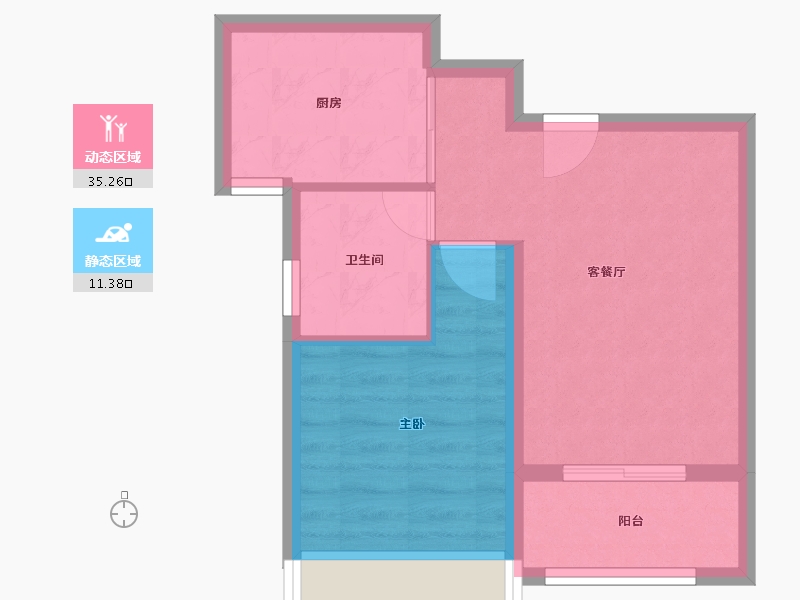 浙江省-杭州市-河翠云筑-44.38-户型库-动静分区