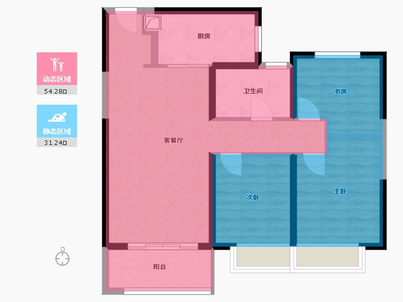 陕西省-西安市-金辉-76.00-户型库-动静分区