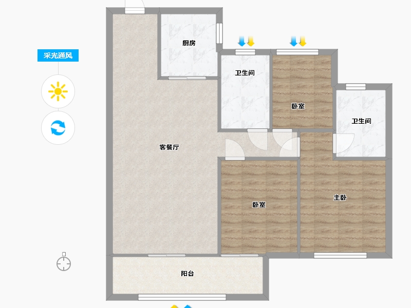 湖南省-长沙市-汉高学士府-98.00-户型库-采光通风