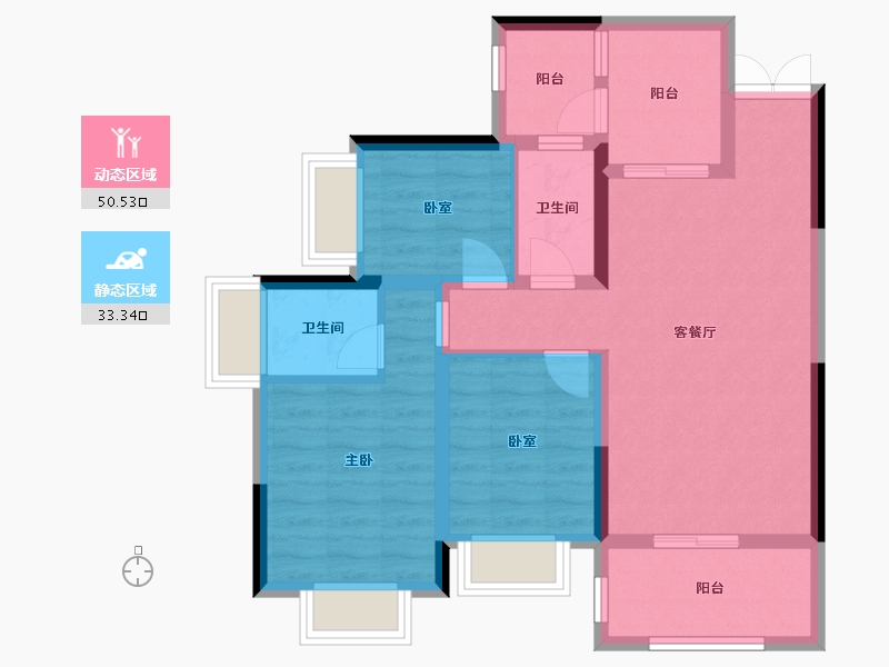 四川省-德阳市-卡地亚花园城-80.80-户型库-动静分区