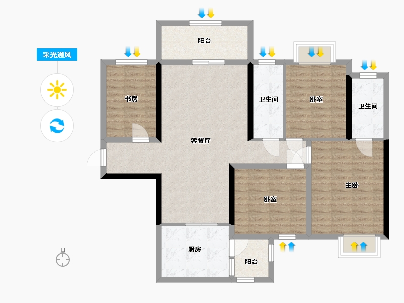 广西壮族自治区-桂林市-汇荣桂林桂林-东区-120.00-户型库-采光通风