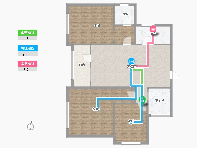 陕西省-西安市-兴隆鑫苑-105.00-户型库-动静线