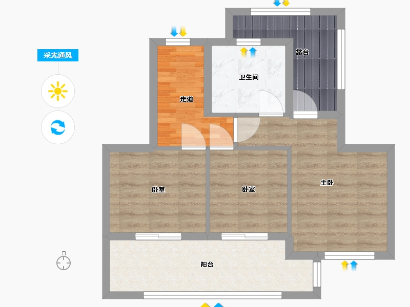 福建省-莆田市-涵江恒冠文昌府-57.20-户型库-采光通风