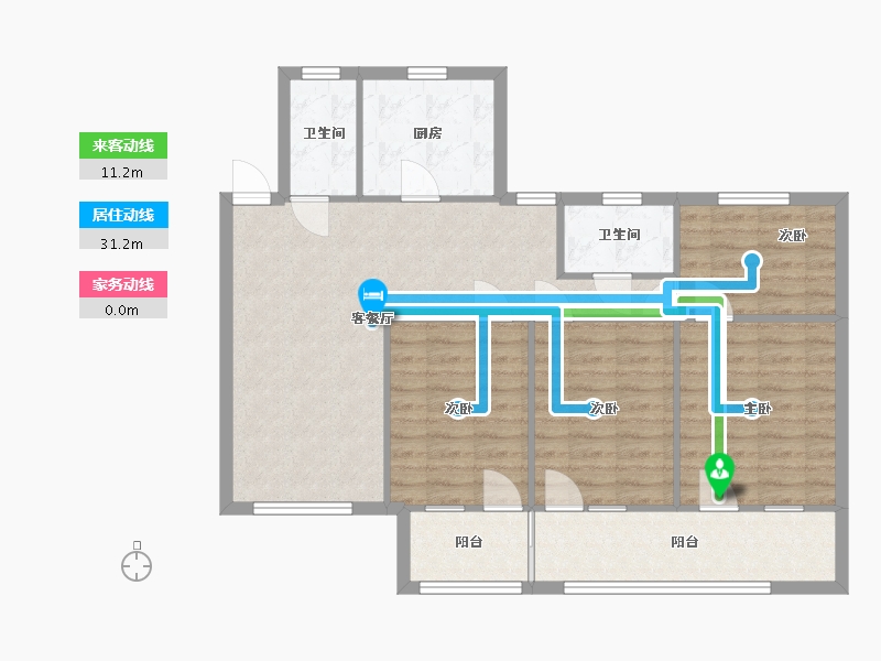 湖南省-长沙市-湖南省歌舞剧院宿舍-112.00-户型库-动静线