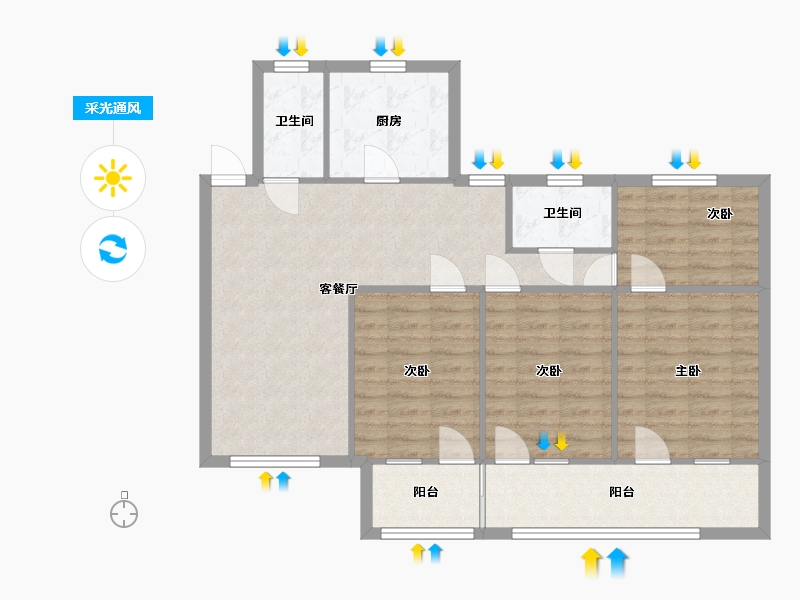 湖南省-长沙市-湖南省歌舞剧院宿舍-112.00-户型库-采光通风