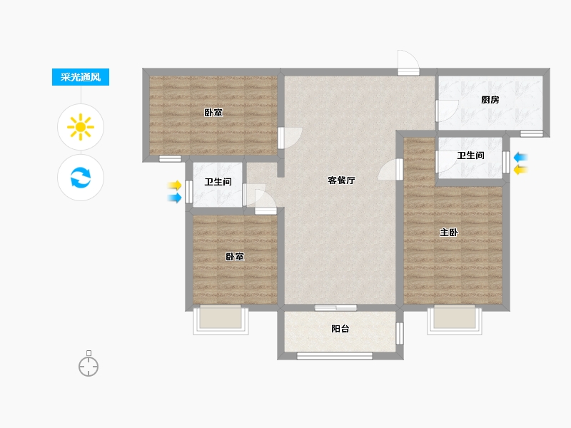 河南省-洛阳市-旭晨林溪郡(偃师)-99.20-户型库-采光通风