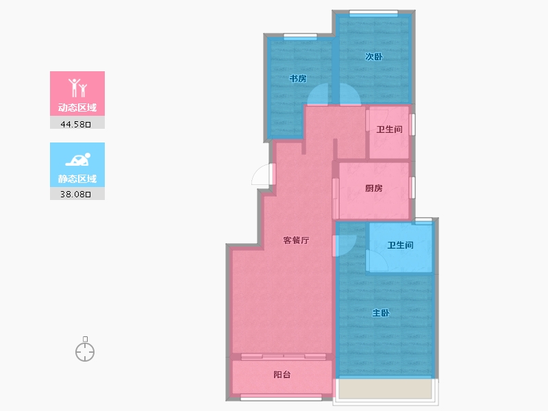 浙江省-杭州市-天空之城-85.00-户型库-动静分区