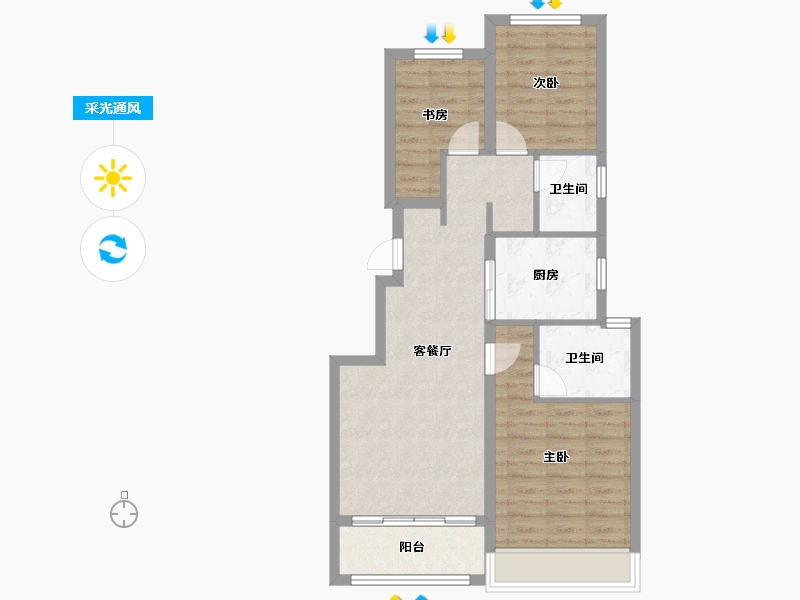 浙江省-杭州市-天空之城-85.00-户型库-采光通风