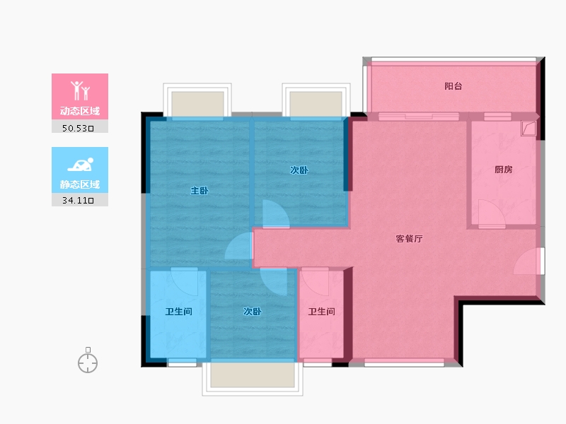 广东省-肇庆市-江景湾-90.00-户型库-动静分区