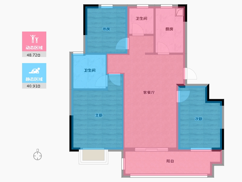 浙江省-宁波市-云颂府-80.00-户型库-动静分区