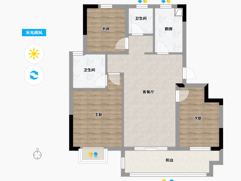 浙江省-宁波市-云颂府-80.00-户型库-采光通风