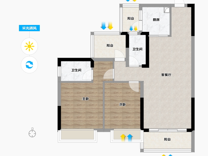 广东省-肇庆市-财智广场-85.00-户型库-采光通风