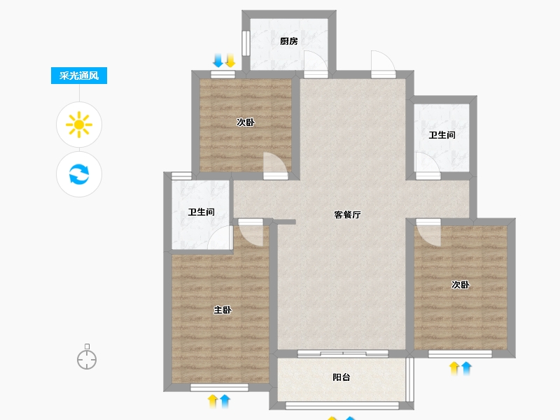 河北省-邢台市-宏屹国际城-92.48-户型库-采光通风