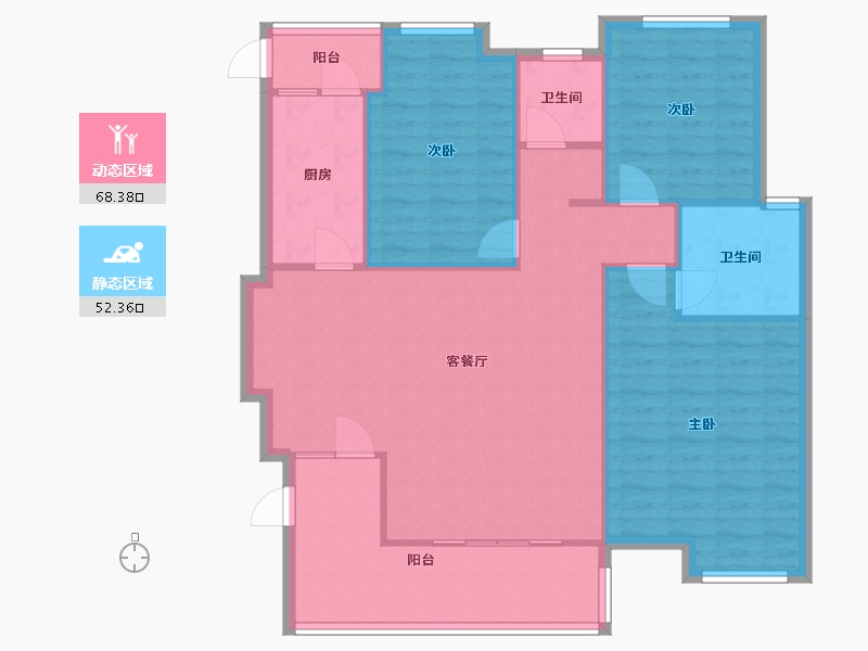 四川省-德阳市-枕水小镇-二期-107.13-户型库-动静分区