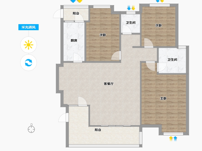 四川省-德阳市-枕水小镇-二期-107.13-户型库-采光通风