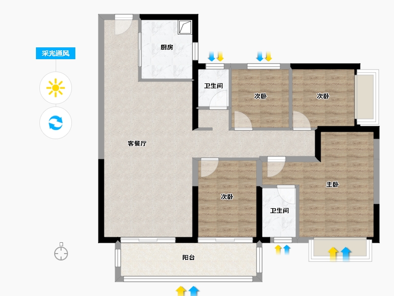 广西壮族自治区-南宁市-威宁青运村-100.80-户型库-采光通风