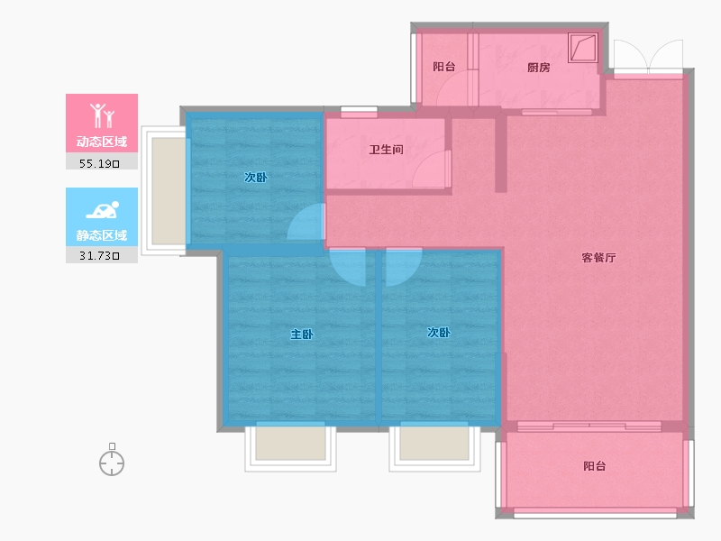 贵州省-贵阳市-贵汽霫苑-78.40-户型库-动静分区