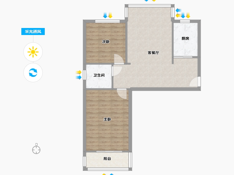 浙江省-杭州市-清风阳光苑-76.80-户型库-采光通风