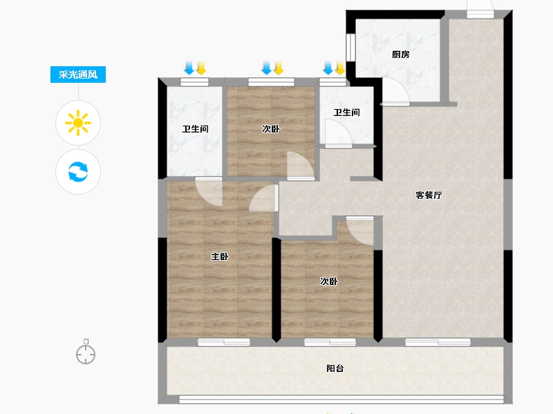 云南省-昆明市-龙湖御景-120.00-户型库-采光通风