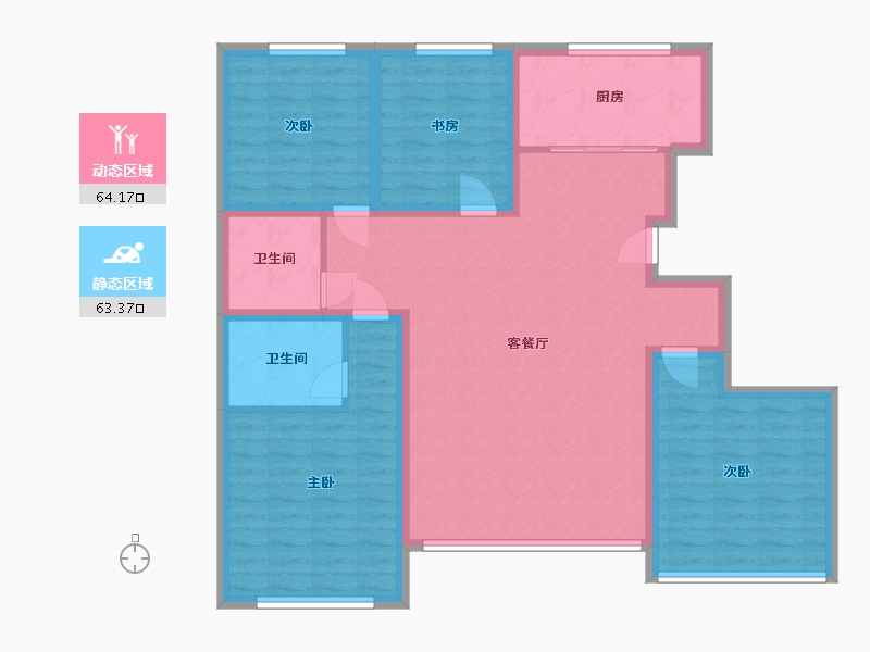 内蒙古自治区-赤峰市-万达佳苑-118.30-户型库-动静分区