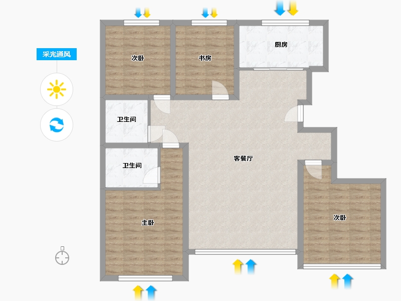 内蒙古自治区-赤峰市-万达佳苑-118.30-户型库-采光通风