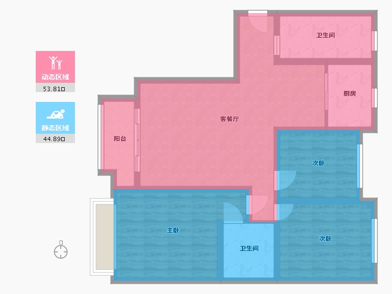 河北省-邯郸市-中岳虹桥嘉园-95.20-户型库-动静分区