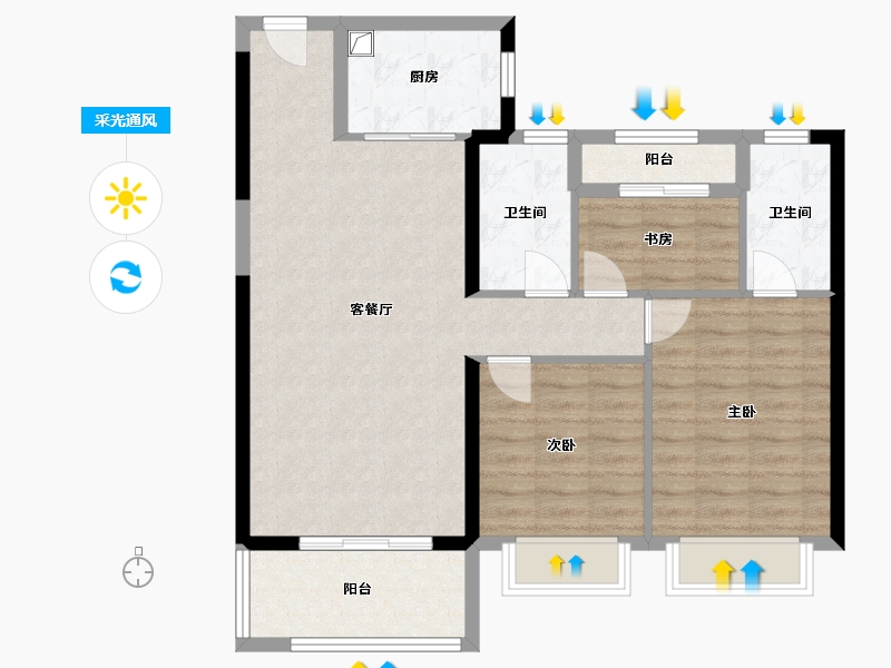 福建省-泉州市-蓝光雍锦府-86.40-户型库-采光通风