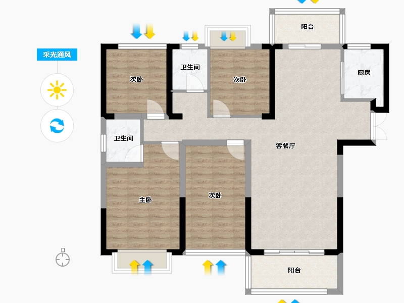 湖南省-永州市-双龙云溪府-125.00-户型库-采光通风